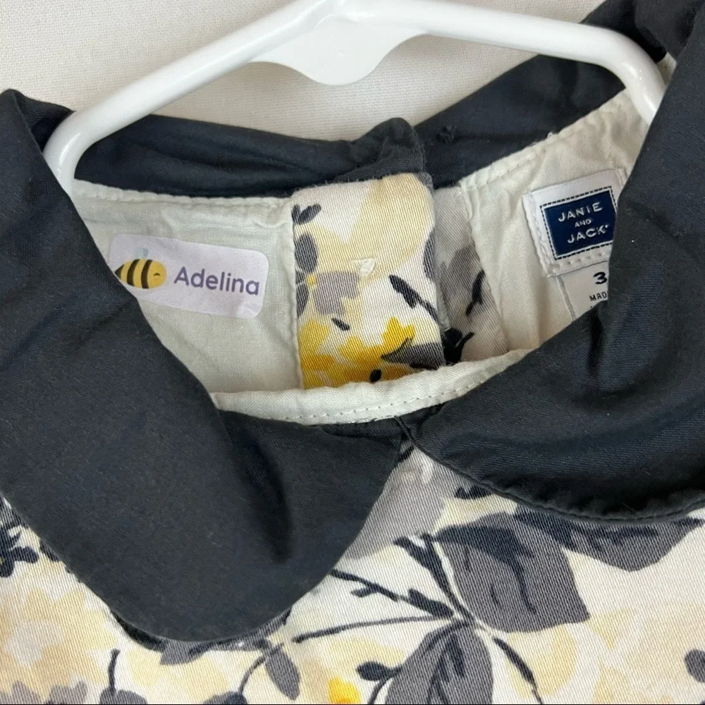 Janie & Jack Yellow and‎ Grey Floral Dress